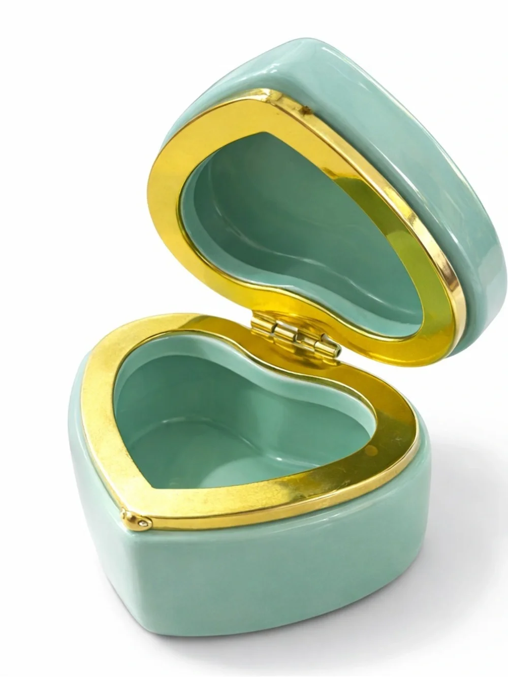 Heart-Shaped Ceramic Jewelry Trinket Boxes - Pastel Blue, Pink, Green, Purple